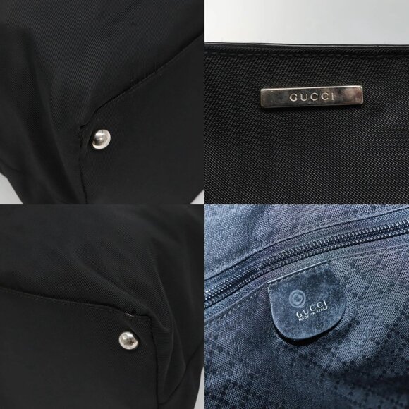 GUCCI Hand Bag Nylon 2way Outlet Black Silver Auth ar13706 - Picture 13 of 13